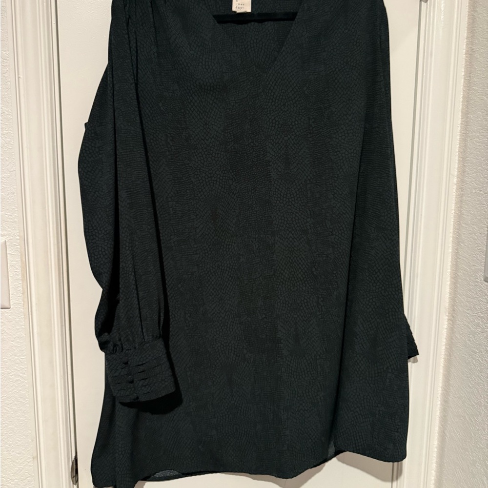 Black and green V-Neck dress